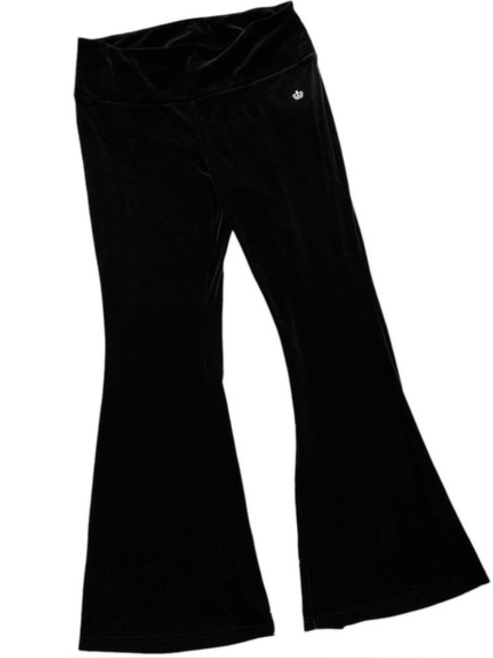 JUICY COUTURE Pullon Y2K Velour Flare Track Pants High-Sheen Black Women's XXL